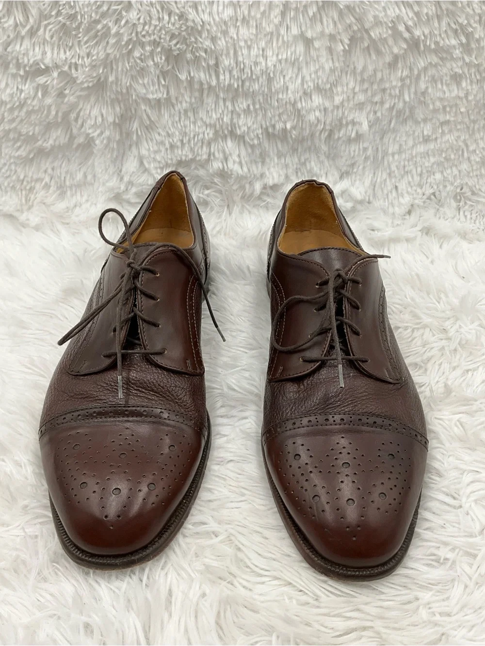 Vito Rufolo Oxford 9.5 Brown Leather Brogue Cap Toe Shoes Made in Italy